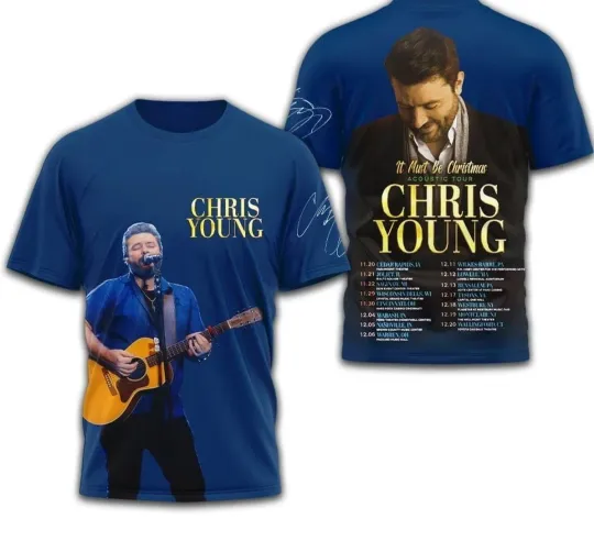 Discover Chris Young It Must Be Christmas Acoustic Tour 3D T-Shirt