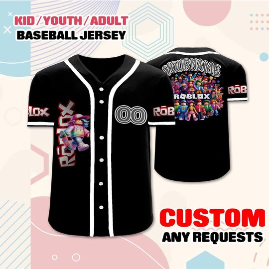 Custom Roblox Baseball Jersey, Personalized Gamer Outfit, Birthday Gift