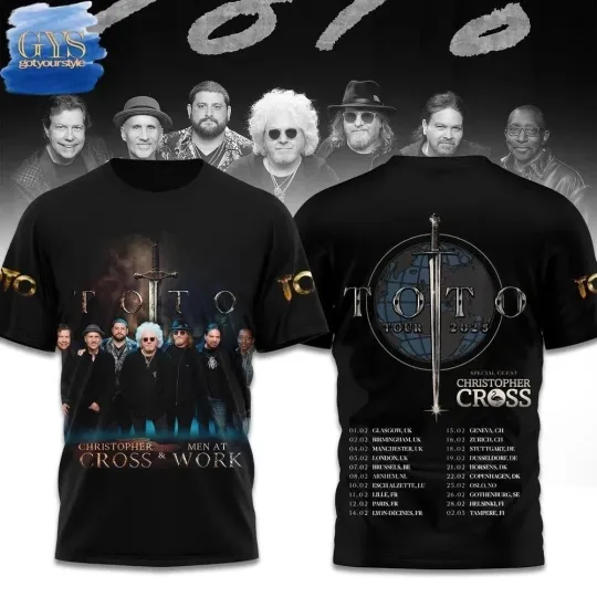 Discover Toto Tour 2025 With Christopher Cross And Men At Work 3D T Shirt Full Size S-5XL