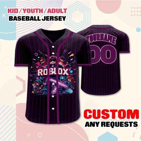 Custom Purple Roblox Baseball Jersey, Gamer Outfit