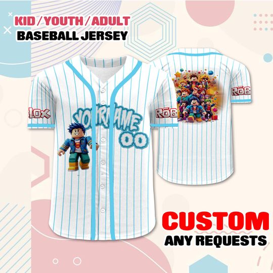 Custom Roblox Baseball Jersey, Gamer Birthday Outfit