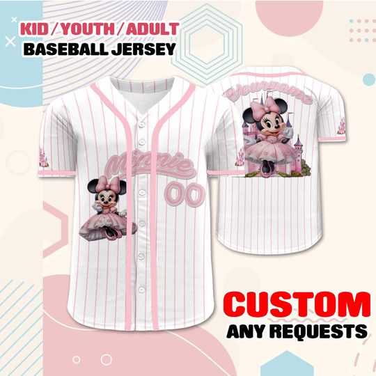 Discover Personalized Pink Mouse Baseball Shirt for Kids & Adults