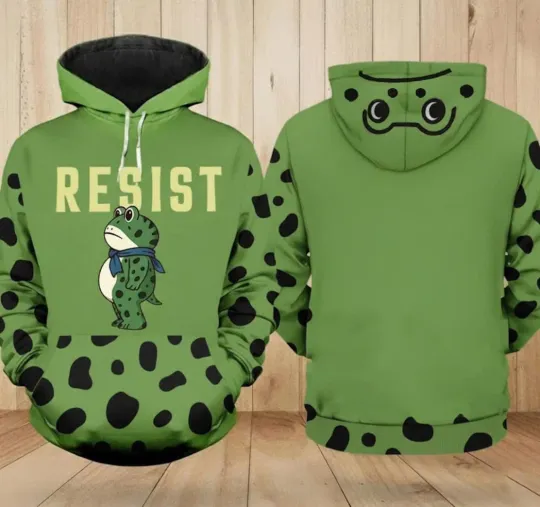 Discover Frog Cosplay Costume Resistance Anti Establishment Hoodie 3D Printed