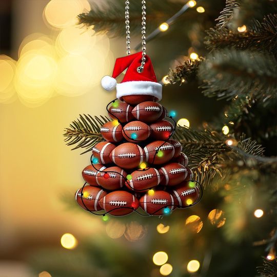 Discover 2D Flat American Football Christmas Ornament, Coach Gift, Football Player Gift, Football Lover Gift