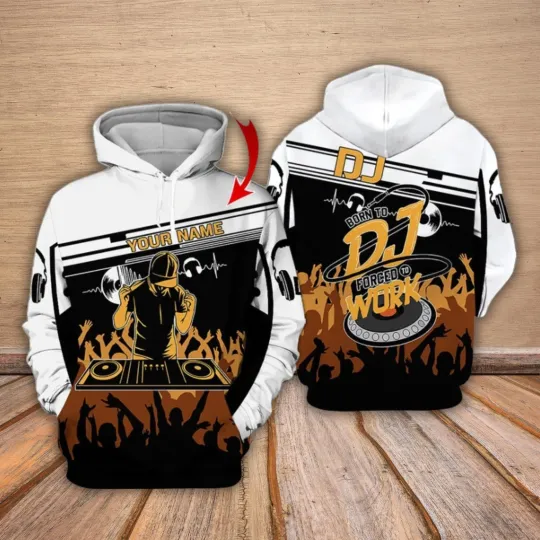 Discover Custom DJ Hoodie  3D Music quot Born to DJ quot  Slogan