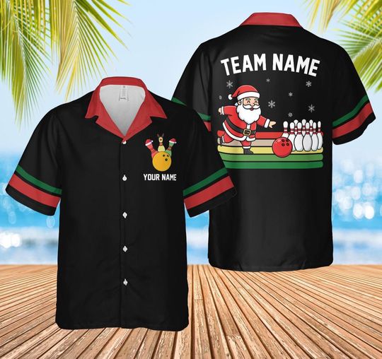 Discover Christmas Bowling Hawaiian Shirt, Bowling Team Xmas Matching, Holiday Outfit