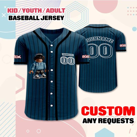 Roblox Custom Gamer Baseball Jersey, Personalized Name & Number Shirt, Kids Youth Game Party Gift