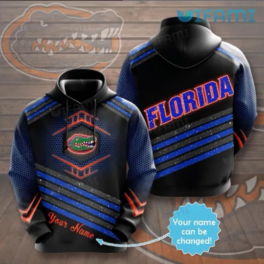 Gators Hoodie 3D Custom Name Hexagon Pattern Florida Gators Gift Ver 1