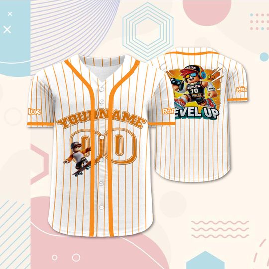 Personalized Roblox Baseball Jersey for Boys Girls, Custom Gamer Shirt, Kid Youth Adult Sizes