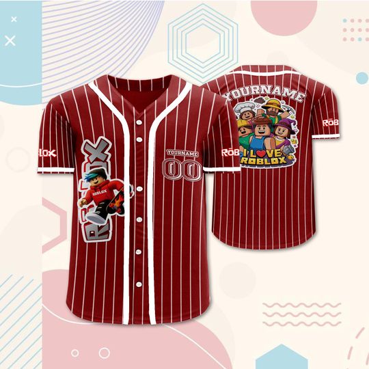 Custom Roblox Gamer Baseball Jersey, Kid Youth Adult Roblox Birthday Shirt