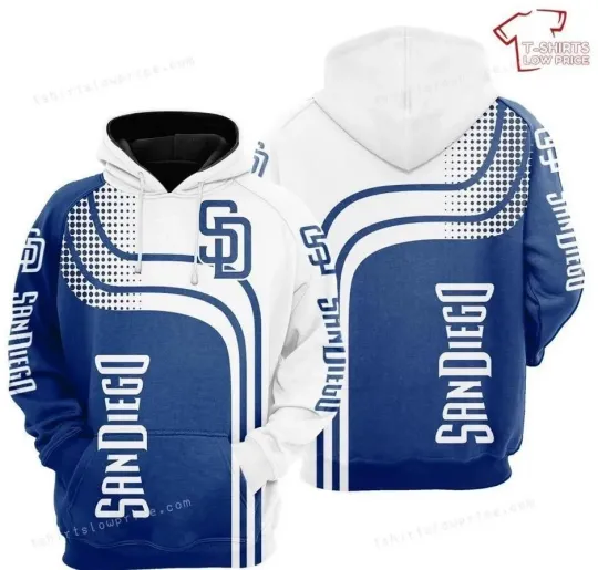 Discover San Diego White Blue Hoodie 3D Long Sleeve Custom Gift For Fans