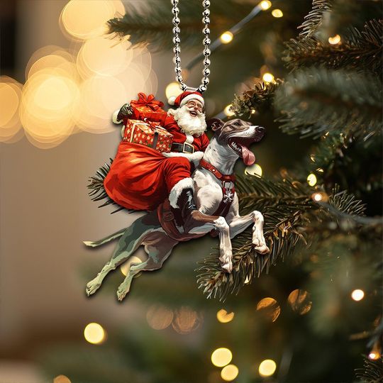 Discover 2D Flat Funny Whippet Ornament, Santa and Dog Hanging Decoration, Whippet Dog Car Ornament, Christmas Gift for Dog Lovers