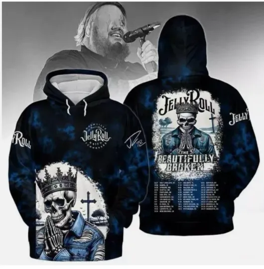 Hoodie 3D Music Lover Jelly Roll The Beautifully Broken Tour In