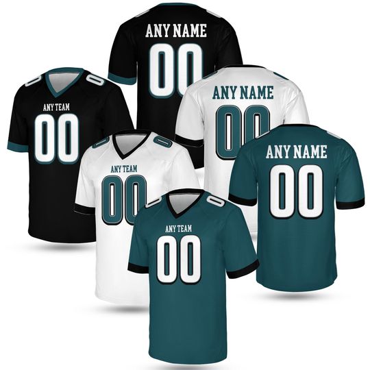 Discover Personalized Name and Number Philadelphia Jersey Midnight Green Custom Football Jersey  Game Day Jersey - Unisex Football Jersey Fan Gift