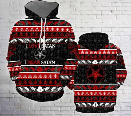 Discover Satanic Tribal I Love Satan I Mean Satan 3D AOP Hoodie Unisex S-5XL