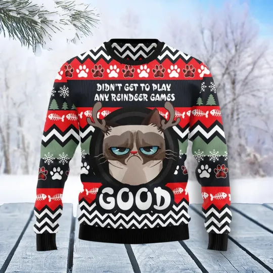 Discover Grumpy Cat Good Ugly Christmas Sweater - 3D Print Ugly Sweatshirt