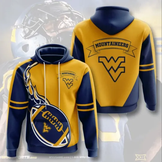 Discover West Virginia Mountaineers Football Team NCAA 3D Hoodie 3D All Over Print S-5XL