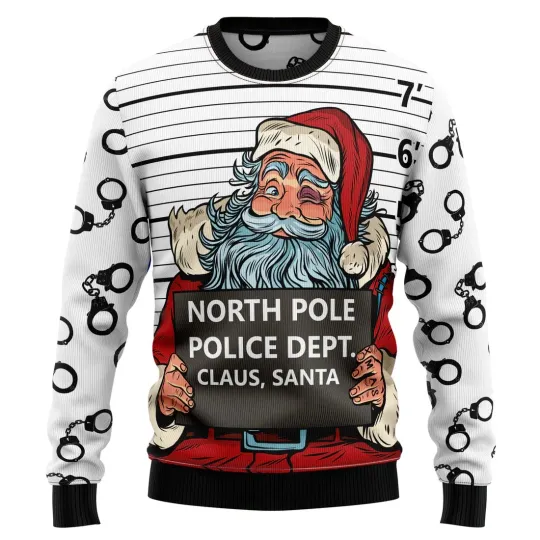 Santa Claus Arrested By North Pole Police - 3D Print Ugly Sweatshirt