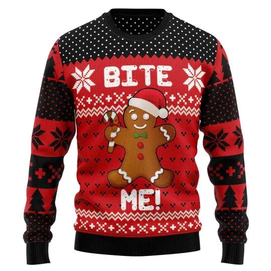 Discover Christmas Bite Me Ugly Christmas Sweater - 3D Print Ugly Sweatshirt