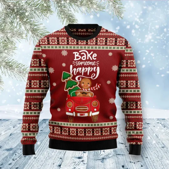 Discover Bake Someone Happy Ugly Christmas Sweater - 3D Print Ugly Sweatshirt