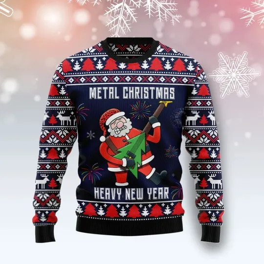 Discover Metal Christmas Heavy New Year unisex womens & mens - 3D Print Ugly Sweatshirt