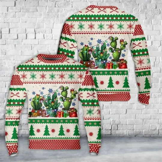 Discover Merry Christmas Cactus Ugly Christmas Sweater - 3D Print Ugly Sweatshirt
