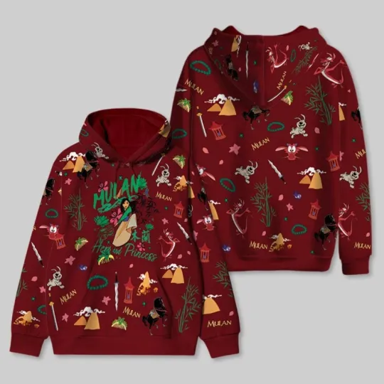 Mulan Hero And Princess Mulan Cartoon Lovers Valentine's Day Hoodie 3D Printed