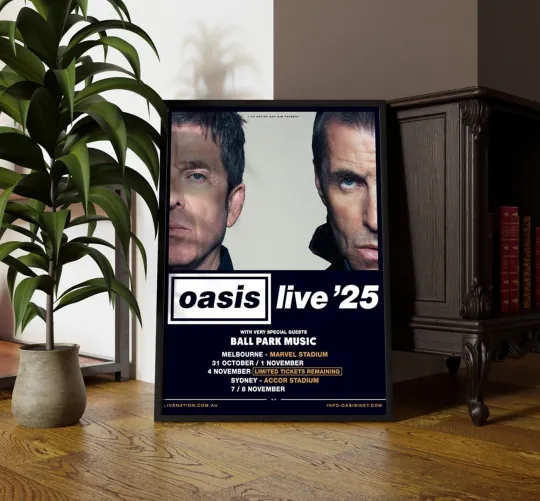 Discover Oasis Live ’25 Australian Tour Poster Premium Matte Vertical Print