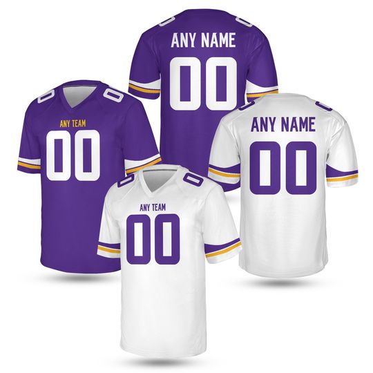 Discover Personalized Name and Number Minnesota Jersey, Cutom Purple and Gold Custom Football Jersey Unisex Game Day Fan Shirt, Custom Unisex Shirt