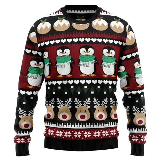 Penguin Group Ugly Christmas Sweater- 3D Print Ugly Sweatshirt