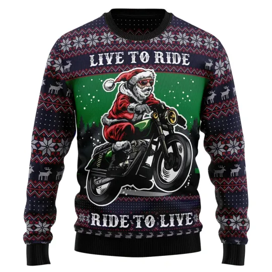 Discover Riding Motor Ugly Christmas Sweater - 3D Print Ugly Sweatshirt