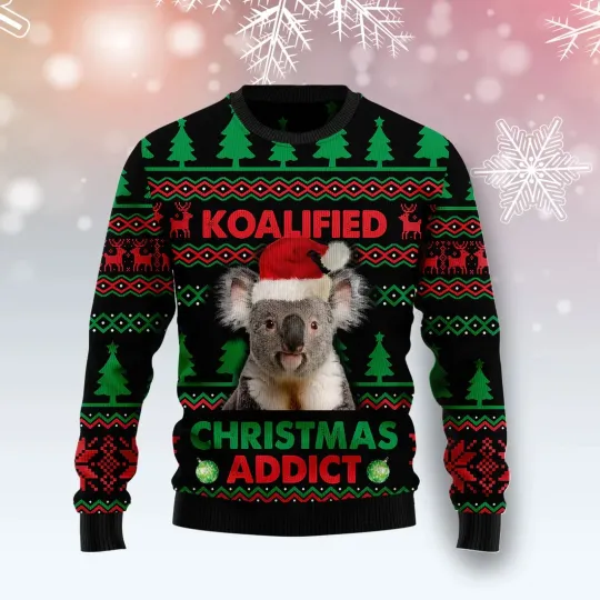 Discover Koala Koalified Christmas Addict Ugly Christmas - 3D Print Ugly Sweatshirt