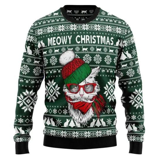 Discover Meowy Christmas Ugly Christmas Sweater - 3D Print Ugly Sweatshirt