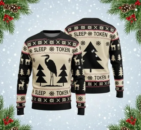 Discover Sleep Token & Flamingo Ugly Christmas Sweater - 3D Print Ugly Sweatshirt