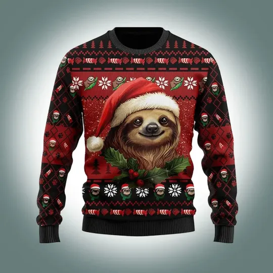 Discover Santa Sloth Ugly Christmas Sweater - 3D Print Ugly Sweatshirt