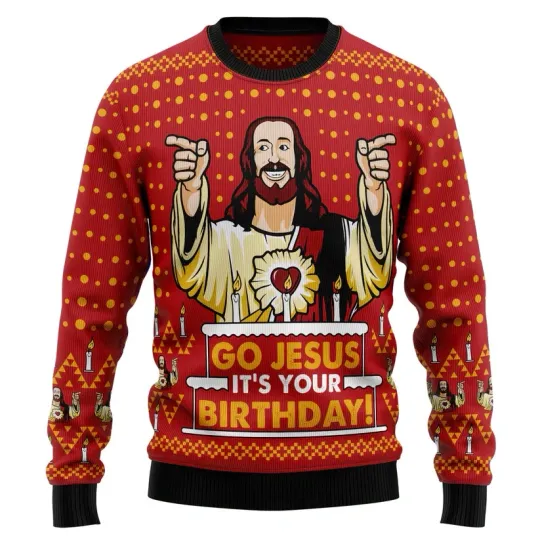 Discover Jessus's Birthday - 3D Print Ugly Sweatshirt