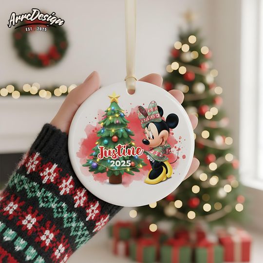 Discover Personalized Minnie Mouse Ornament: Custom Name Christmas 2025 Decor