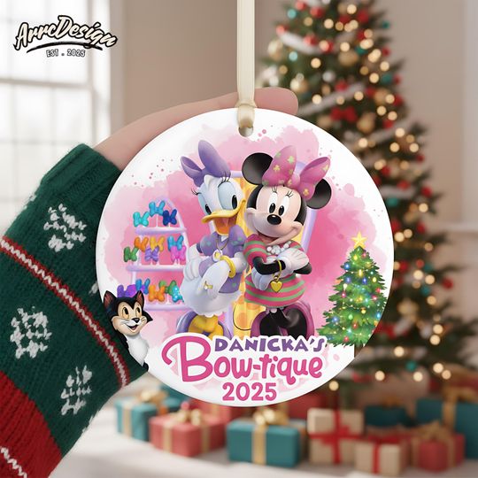 Discover Personalized Minnie Mouse Bowtique Ornament: Minnie and Daisy Duck Christmas Decor
