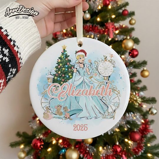 Discover Personalized Cinde Ornament: Custom Ceramic Princess Christmas Keepsake