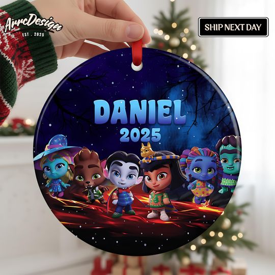 Discover Personalized Super Monsters Circle Ceramic Ornament: Custom Holiday Decor for 2025