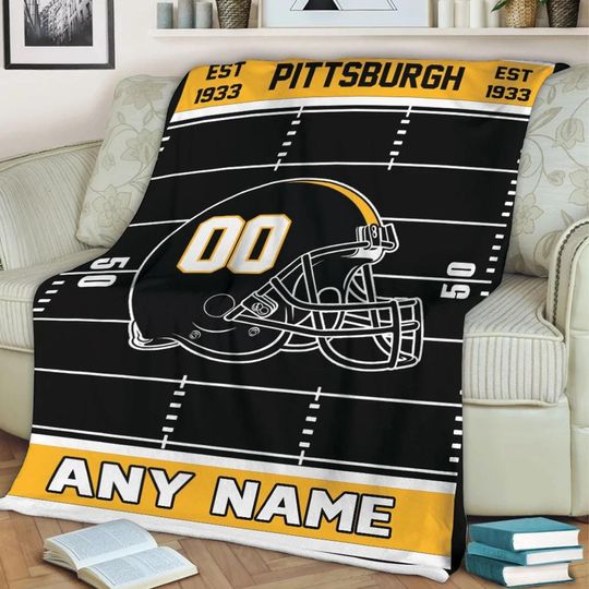 Discover Custom Pittsburgh Football Blanket, Blanket Game Day Gift, Football Team Fan Gift for Him, Gift for Dad