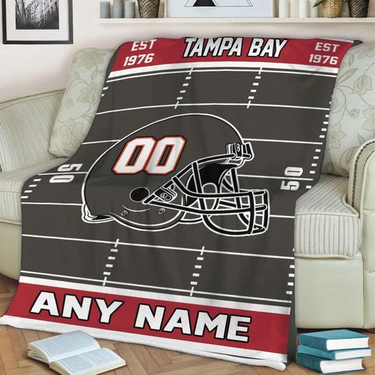 Discover Personalized Tampa Bay Football Blanket, Blanket Game Day Gift, Football Team Fan Gift for Him, Gift for Dad