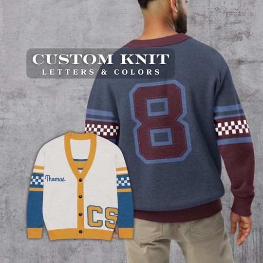 Discover Custom Cardigan: Varsity Stripes, Logo, Back Number - Very Customizable