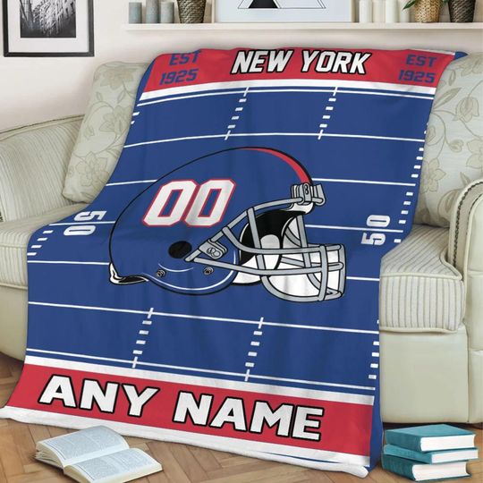 Personalized New York Giants Football Blanket, Blanket Game Day Gift, Football Team Fan Gift for Him, Gift for Dad