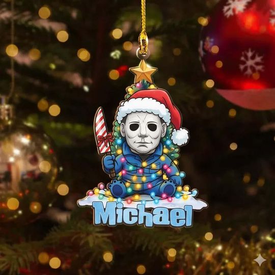 Discover Personalized Michael Myers Christmas Ornament, Horror Gifts, Family Christmas Tree Ornament, Christmas Tree Decor Gifts, Scream Ornament