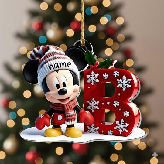 Discover Personalized Mickey Letter Ornament, Custom Christmas Ornament, Baby Mickey with Name and Letter Ornament, Holiday Gift Keepsake 2025
