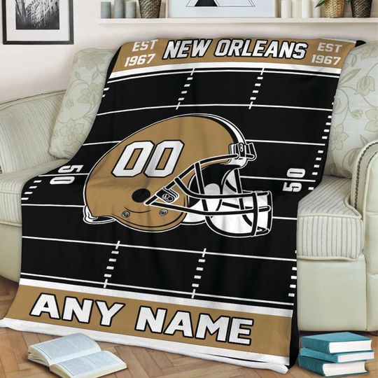 Discover Custom Football Blanket, Personalized New Orleans Throw Blanket with Name and Number Custom Game Day, Football Team Style Decor Fan Gifts