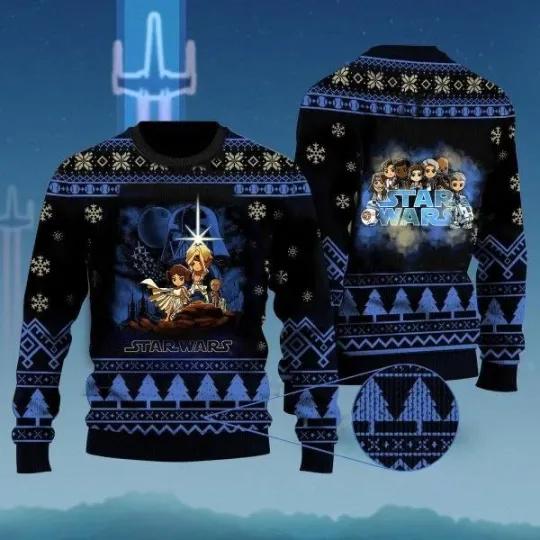 Discover Cartoon Star Wars Characters Ugly Christmas Sweater Jumper Custom Sweatshirt App