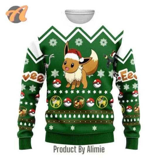 Santa Eevee Ugly Christmas Sweater Jumpers
