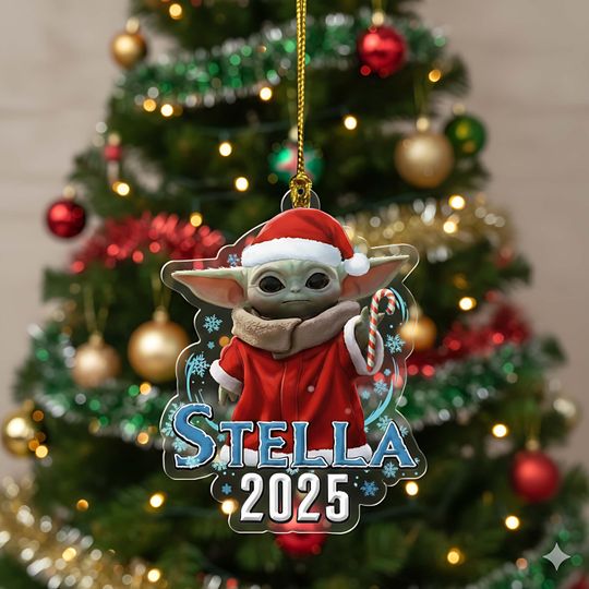 Discover Personalized Baby Yoda Christmas Ornament, Star Wars Xmas Ornament Hanging, Customized Baby 2025 Christmas Tree, Decor Gift 2025